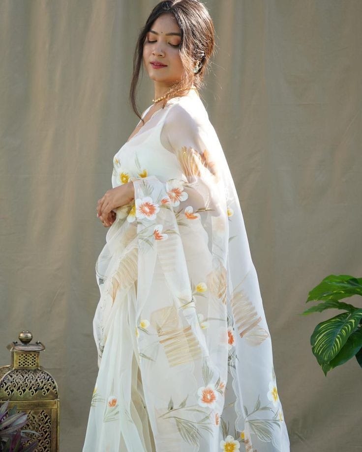 VK 4103 Organza Silk Printed Sarees Catalog